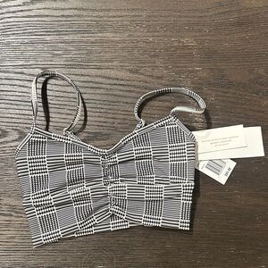 L*Space Black and White Checkered Crop Top